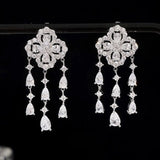 14K Gold-Plated Zircon Four-Leaf Earrings