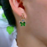 14K Gold-Plated Zircon Green Butterfly Earrings