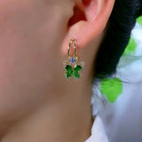 14K Gold-Plated Zircon Green Butterfly Earrings