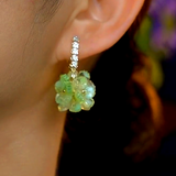 14K Gold-Plated Zircon Green Flower Earrings