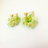 14K Gold-Plated Zircon Green Flower Earrings