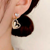 14K Gold-Plated Zircon Heart-Design Earrings