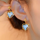 14K Gold-Plated Zircon Heart-Design Earrings