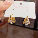 14K Gold-Plated Zircon Heart-Design Earrings