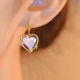 14K Gold-Plated Zircon Heart-Design Earrings