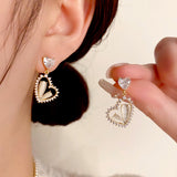 14K Gold-Plated Zircon Heart-Design Earrings