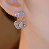 14K Gold-Plated Zircon Heart-Design Earrings