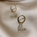 14K Gold-Plated Zircon Heart Design Earrings