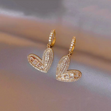 14K Gold-Plated Zircon Heart Design Earrings