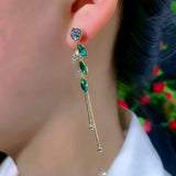 14K Gold-Plated Zircon Leaf Earrings