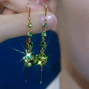 14K Gold-Plated Zircon Long Tassel Threader Earrings