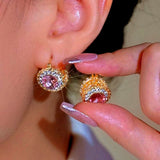 14K Gold-Plated Zircon Moonlight Treasure Box Earrings