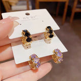 14K Gold-Plated Zircon Small  Hoop Earrings