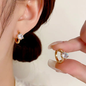 14K Gold-Plated Zircon Small Hoop Earrings