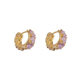 14K Gold-Plated Zircon Small  Hoop Earrings