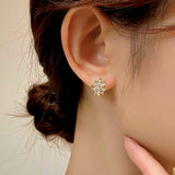 14K Gold-Plated Zircon Snowflake Earrings