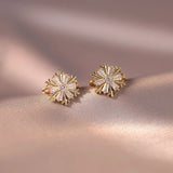 14K Gold-Plated Zircon Snowflake Earrings