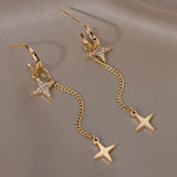 14K Gold-Plated Zircon Star Earrings