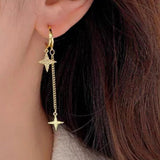 14K Gold-Plated Zircon Star Earrings