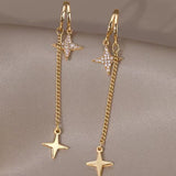 14K Gold-Plated Zircon Star Earrings