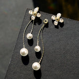 14K Gold-plated Artificial Pearl Flower Earrings