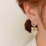 14K Gold-plated Artificial Pearl String Earrings