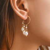 14K Gold-plated Artificial Pearl Threader Earrings