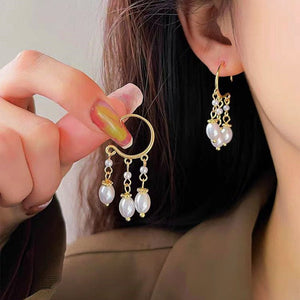 14K Gold-plated Artificial Pearl Threader Earrings