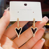 14K Gold-plated Black Double-Layer Heart Earrings