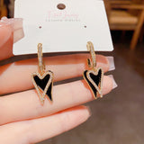 14K Gold-plated Black Double-Layer Heart Earrings