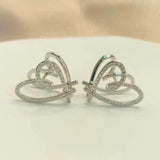 14K Gold-plated Bling Diamond Heart-Design Earrings