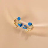 14K Gold-plated Blue Rose Stud Earrings