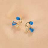 14K Gold-plated Blue Rose Stud Earrings