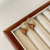 14K Gold-plated Brown Heart Earrings