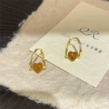 14K Gold-plated Brown Love Heart Earrings