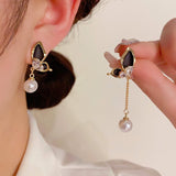 14K Gold-plated Butterfly Pearl Earrings