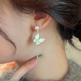 14K Gold-plated Butterfly Pearl Earrings