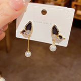 14K Gold-plated Butterfly Pearl Earrings