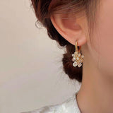 14K Gold-plated Crystal Flower Earrings