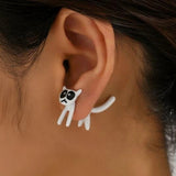 Silver Post Cute Kitten Earrings