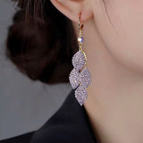 14K Gold-plated Diamond Leaf Earrings