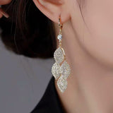 14K Gold-plated Diamond Leaf Earrings