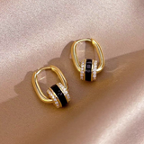 14K Gold-plated Diamond Small Circle Earrings