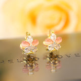 14K Gold-plated Double-Sided Micropaved Opal Flower Earrings