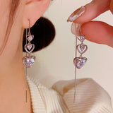 14K Gold-plated Elegant And Exquisite Zircon Heart Threader Earrings