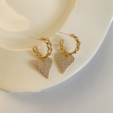 14K Gold-plated Elegant Diamond C-Shaped Heart Earrings