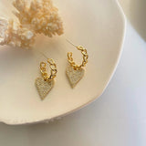 14K Gold-plated Elegant Diamond C-Shaped Heart Earrings