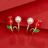 14K Gold-plated Elegant Tulip Flower Pearl Studs