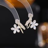 14K Gold-plated Elegant Zircon Flower Studs