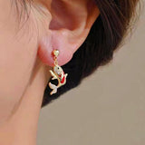 14K Gold-plated Elegant Zircon Goldfish Earrings